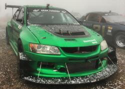 The Narvaez Racing Hulk EVO in a hail storm on Pikes Peak 