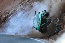 Real-time shot of Roy Narvaez crashing at the 2016 Pikes Peak Hill Climb 